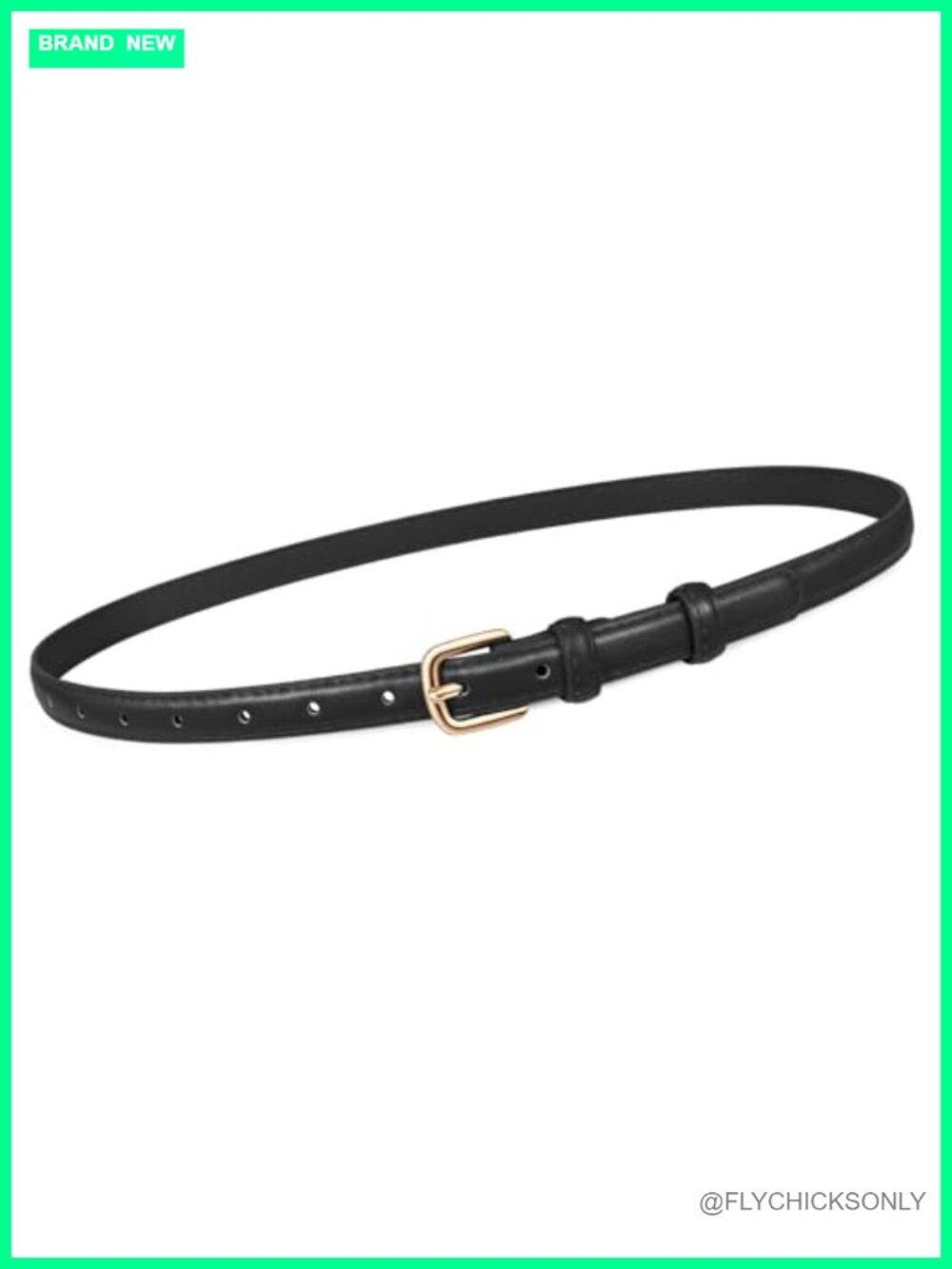 Women Skinny Faux Leather Belt Thin Waist Belt Gold Buckle